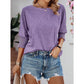 Kirsi Purple Pleated Cuff 3/4 Sleeve Top