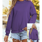 Alessia Purple Oversize Drop Shoulder Reversible Mock Neck Sweatshirt