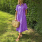 Kyra Purple Boho Striped Shirt Dress
