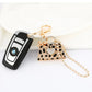 Leopard Mini Bag Charm with Rhinestone Accents