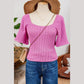 REDUCED!!!  Quince Textured Square Neck Half Sleeve Knitted Top  REDUCED!!!