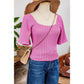 REDUCED!!!  Quince Textured Square Neck Half Sleeve Knitted Top  REDUCED!!!
