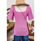 REDUCED!!!  Quince Textured Square Neck Half Sleeve Knitted Top  REDUCED!!!