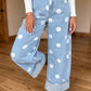 Quinly Sky Blue Polka Dot Ankle-Length Metal Button Casual Jean