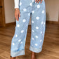 Quinly Sky Blue Polka Dot Ankle-Length Metal Button Casual Jean