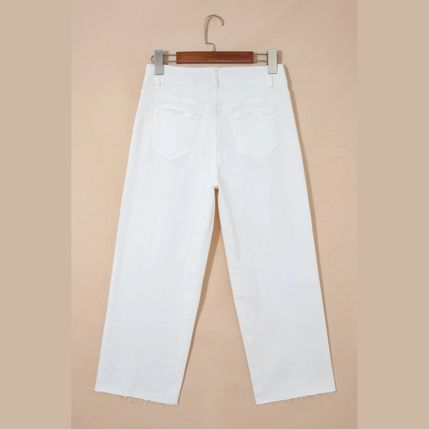 Quince White Raw Hem Ankle-length Loose Jeans