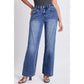 Romee Dark Blue Trendy Seam Detail Straight Leg Jeans