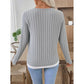 Rachael Grey Ribbed Knit Button Detail Contrast Top