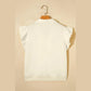 Riley Beige Zipped up Collared Ruffled Short Sleeve Blouse
