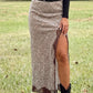 Rach Brown Cheetah Print Trim Split Long Western Skirt