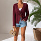 Raine Maroon Cable‑Knit Tie Cardigan