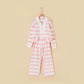 Ravyn Pink Stripe Color Block Patchwork Zip Long Sleeve Top Elastic Waist Pants Set