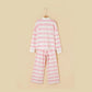 Ravyn Pink Stripe Color Block Patchwork Zip Long Sleeve Top Elastic Waist Pants Set