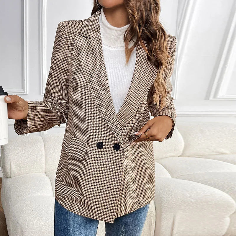 Rayann Checkered Slim Fit Button Up Blazer