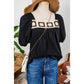 Rebekah Black Flower Crochet Square Neck Textured Short Sleeve Blouse