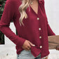 Eleanora Lapel Button Up Long Sleeve Blouse - 6 Colors
