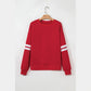 Fiery Red Varsity Striped Detail Drop Shoulder Oversized Sweatshirt