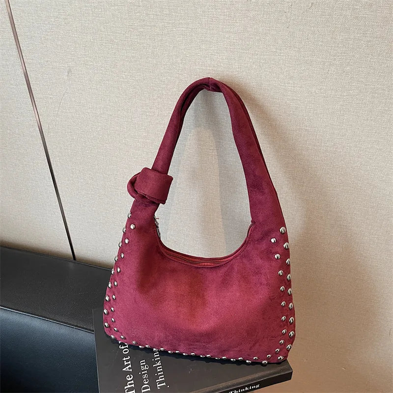 The Knotted Edge Bag – Soft Suede with Stud Detail - 3 Colors