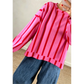 Olinda Red Stripe Dropped Shoulder Round Neck Casual Sweatshirt