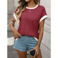 Meadow Red Contrast Trim Knit Top