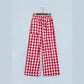 Cadence Red Gingham Plaid Tie Elastic Waist Shift Pants