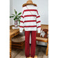 Gisselle Red Striped Drop Shoulder Pullover and Jogger Pants Set * S-3X