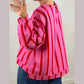 Olinda Red Stripe Dropped Shoulder Round Neck Casual Sweatshirt
