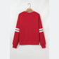 Fiery Red Varsity Striped Detail Drop Shoulder Oversized Sweatshirt