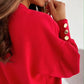 Ayda V Neck Button Cuff Decor Top - 4 Colors
