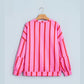 Olinda Red Stripe Dropped Shoulder Round Neck Casual Sweatshirt