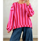 Olinda Red Stripe Dropped Shoulder Round Neck Casual Sweatshirt