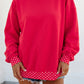 Phoebe Red Colorblock Polka Dot Contrast Trim Oversized Sweatshirt