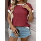 Meadow Red Contrast Trim Knit Top