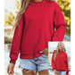 Alessia Red Oversize Drop Shoulder Reversible Mock Neck Sweatshirt