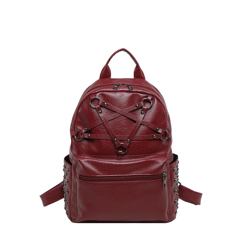 Chevelle Crisscross Stud Detail PU Leather Backpack - 4 Colors
