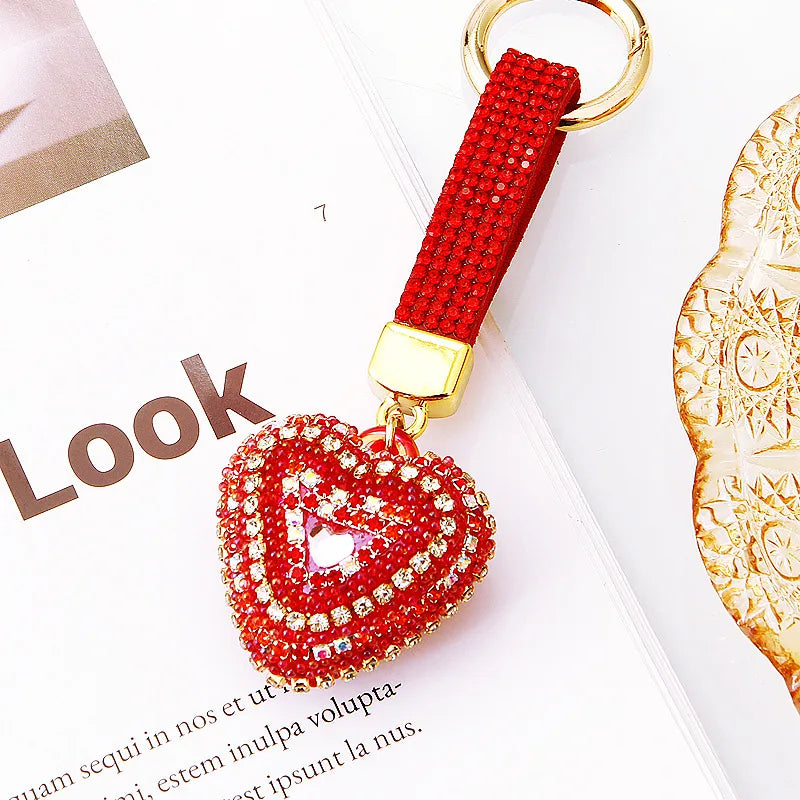 Heart Shape Rhinestone Bag Charm - 4 Colors