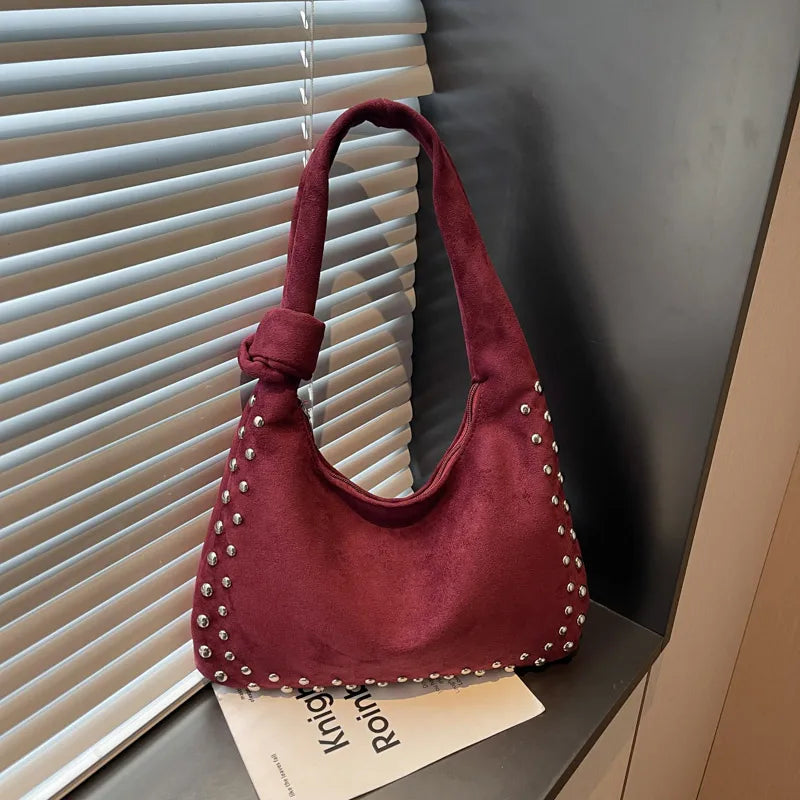 The Knotted Edge Bag – Soft Suede with Stud Detail - 3 Colors