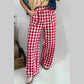 Cadence Red Gingham Plaid Tie Elastic Waist Shift Pants