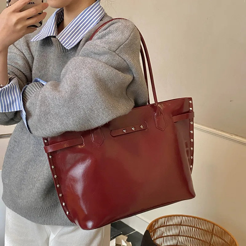 Urban Elegance Studded PU Leather Handbag - 4 Colors