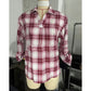 Clarice Red Plaid V Neck Blouse