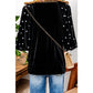 SALE!!!  Reese Black Pearl Beaded Half Sleeve Velvet Top