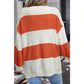 Reggie Orange Stripe Loose Color Block Drop Shoulder Bubble Sleeve Sweater