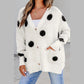Renae Polka Dot Button Front Oversized V Neck Cardigan