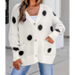 Renae Polka Dot Button Front Oversized V Neck Cardigan