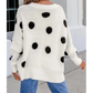 Renae Polka Dot Button Front Oversized V Neck Cardigan