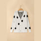 Renae Polka Dot Button Front Oversized V Neck Cardigan