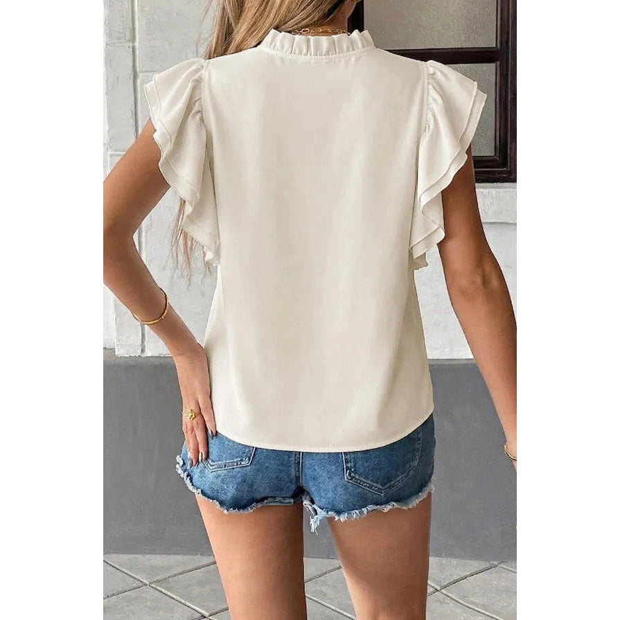 Renly Ruffle Tie Button Blouse