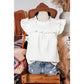 REDUCED!!!  Retha Ruffle Trim Waffle Knit Blouse  REDUCED!!!