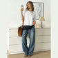 Rickie Classic White Top with Black Lace Detail