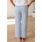 Ridley Blue Stripe Drawstring Elastic Waist Ankle Length Shift Pants
